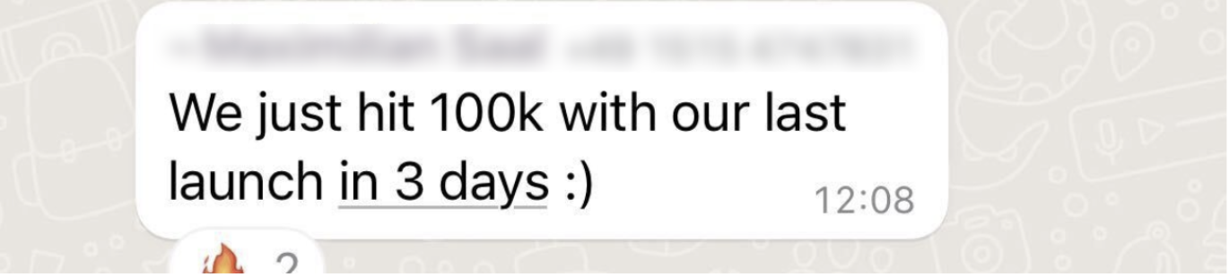 100k in 3 days testimonial