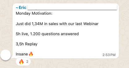 1.34M in sales from last webinar testimonial
