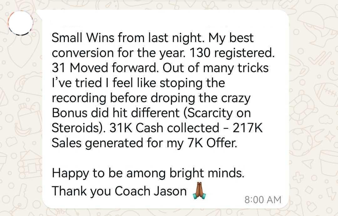 31k cash, 217k sales testimonial